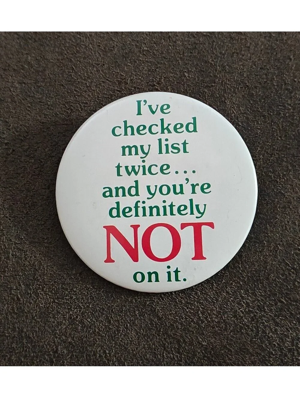 1980s Christmas Humorous Pin Button